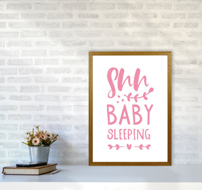 Shh Baby Sleeping Pink Framed Nursey Wall Art Print A2 Print Only
