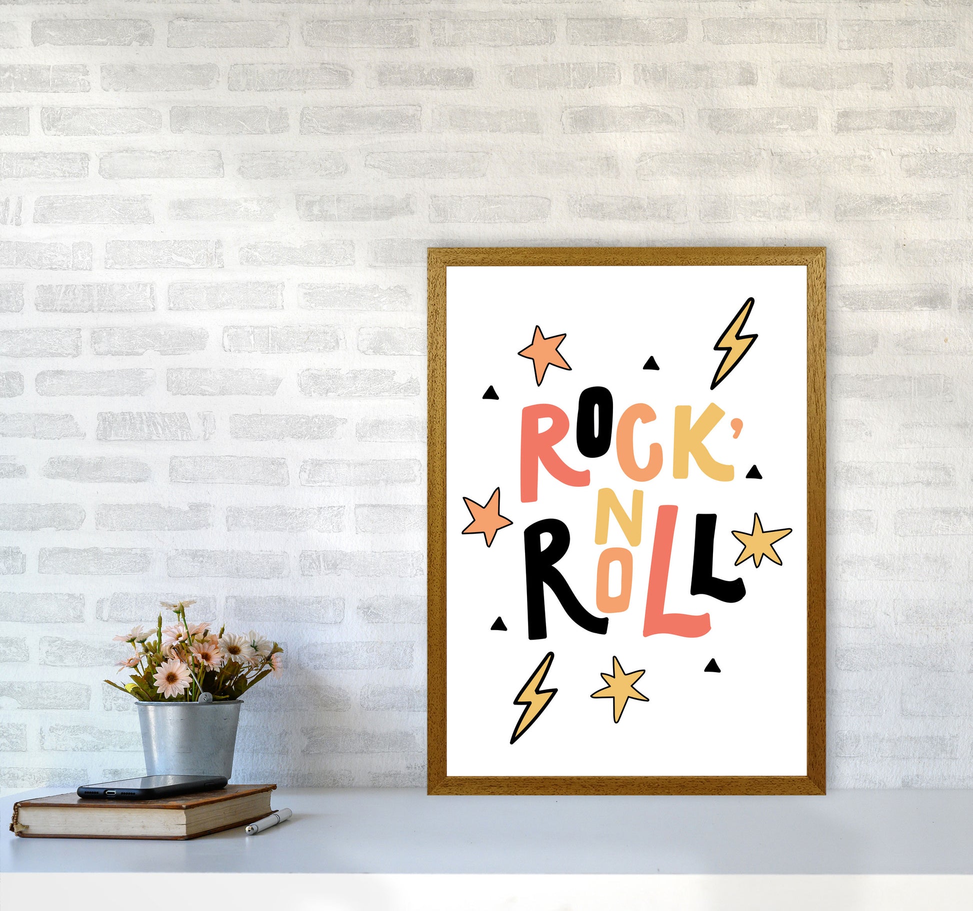 Rock &#39;N Roll Framed Nursey Wall Art Print A2 Print Only
