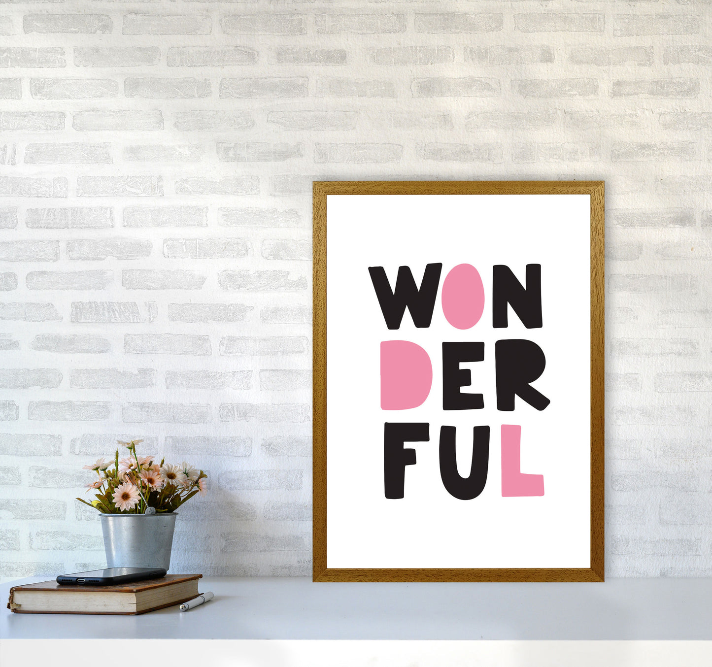 Wonderful Black And Pink Framed Nursey Wall Art Print A2 Print Only