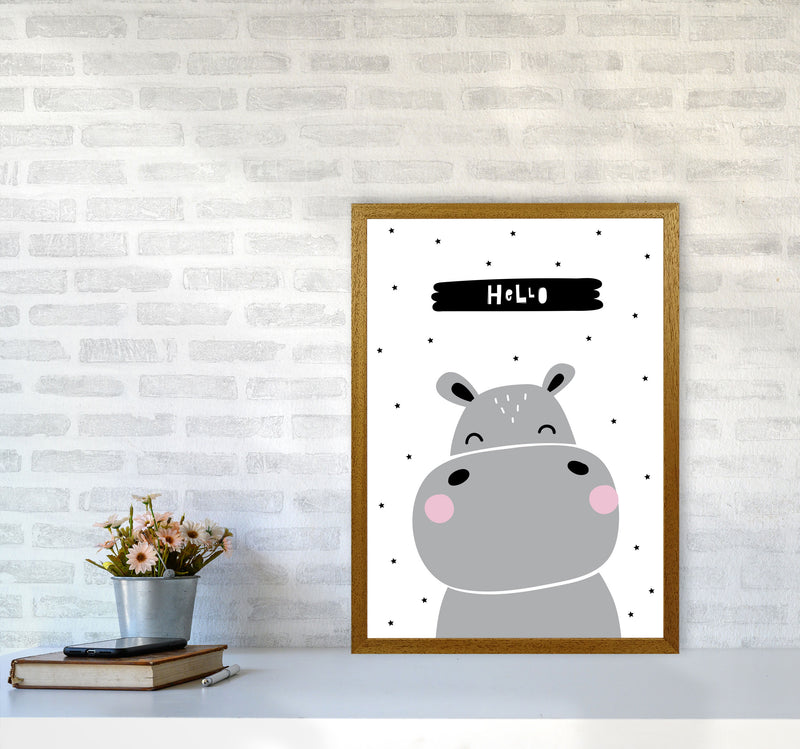 Hello Hippo Modern Print Animal Art Print A2 Print Only