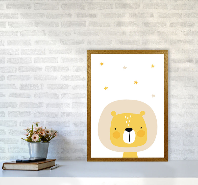 Scandi Lion And Stars Framed Nursey Wall Art Print A2 Print Only