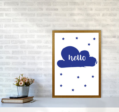 Hello Cloud Navy Framed Nursey Wall Art Print A2 Print Only