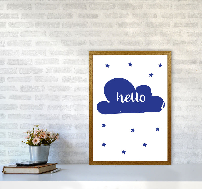 Hello Cloud Navy Framed Nursey Wall Art Print A2 Print Only
