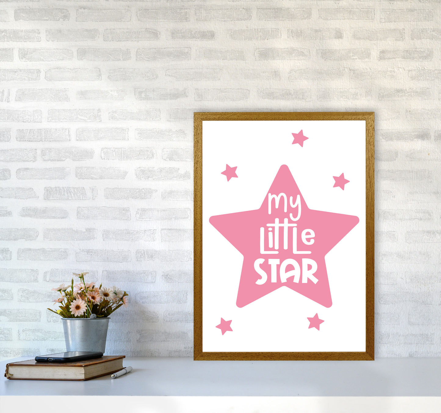 My Little Star Pink Framed Nursey Wall Art Print A2 Print Only