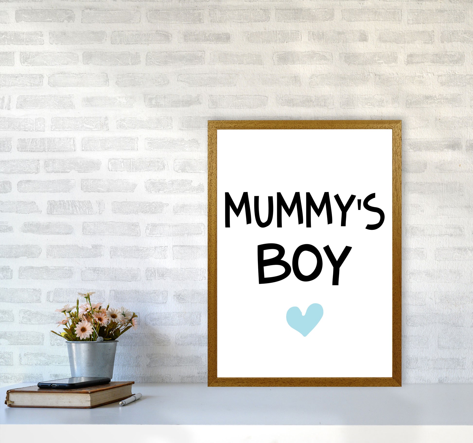 Mummy&#39;s Boy Blue Framed Nursey Wall Art Print A2 Print Only