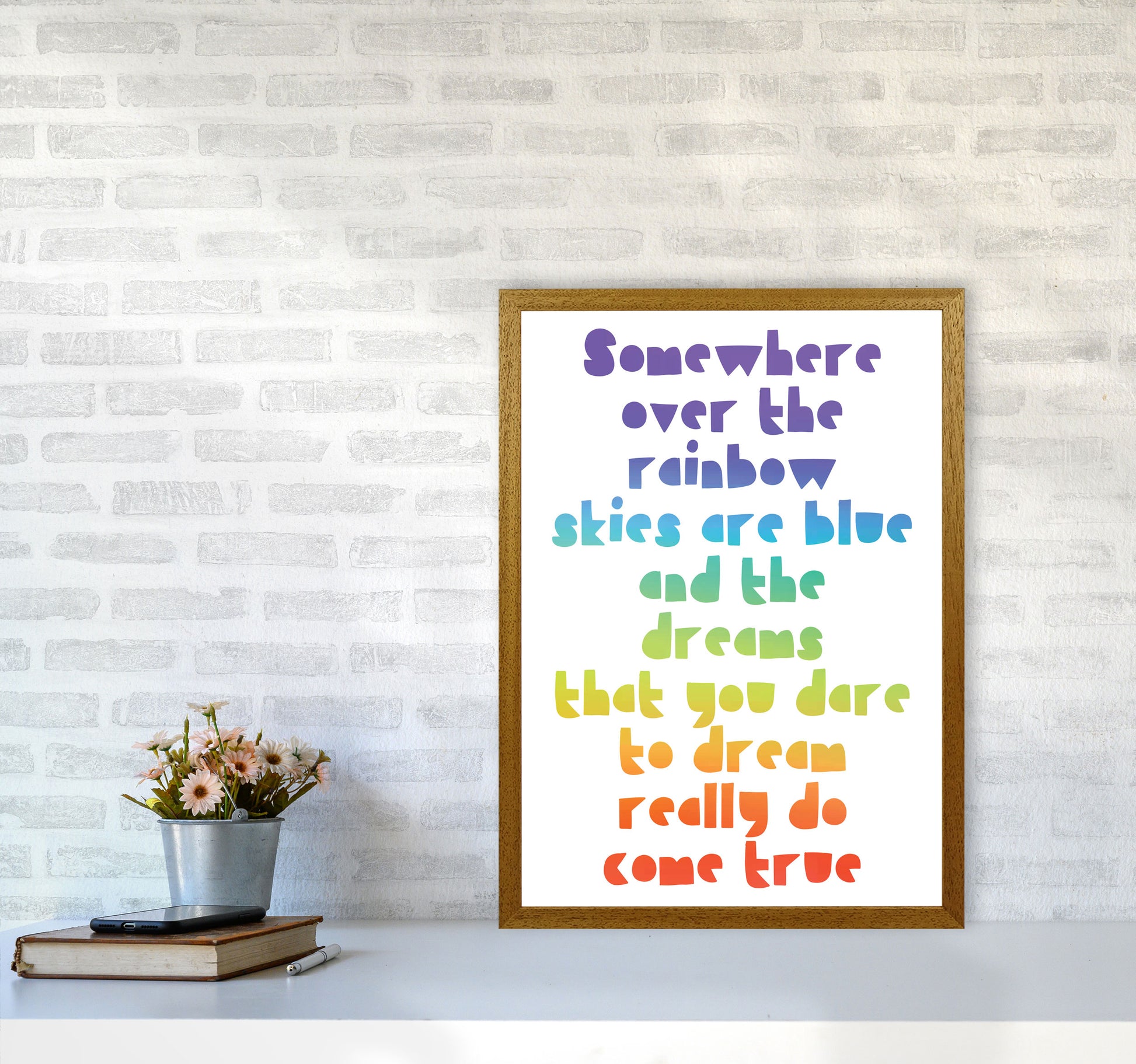 Somewhere Over The Rainbow Multi Modern Print A2 Print Only