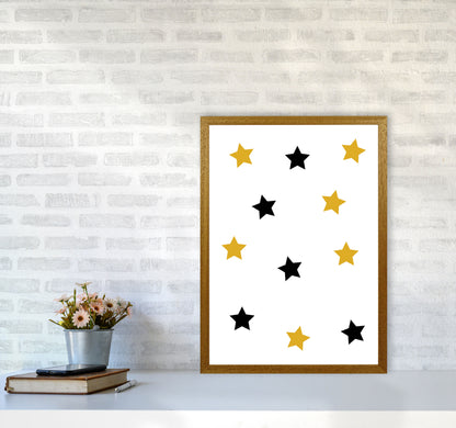 Mustard And Black Stars Modern Print A2 Print Only