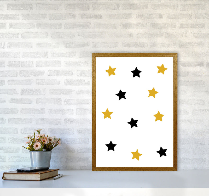 Mustard And Black Stars Modern Print A2 Print Only