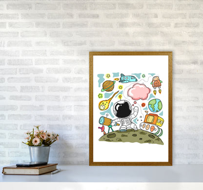 Space Illustration Framed Nursey Wall Art Print A2 Print Only