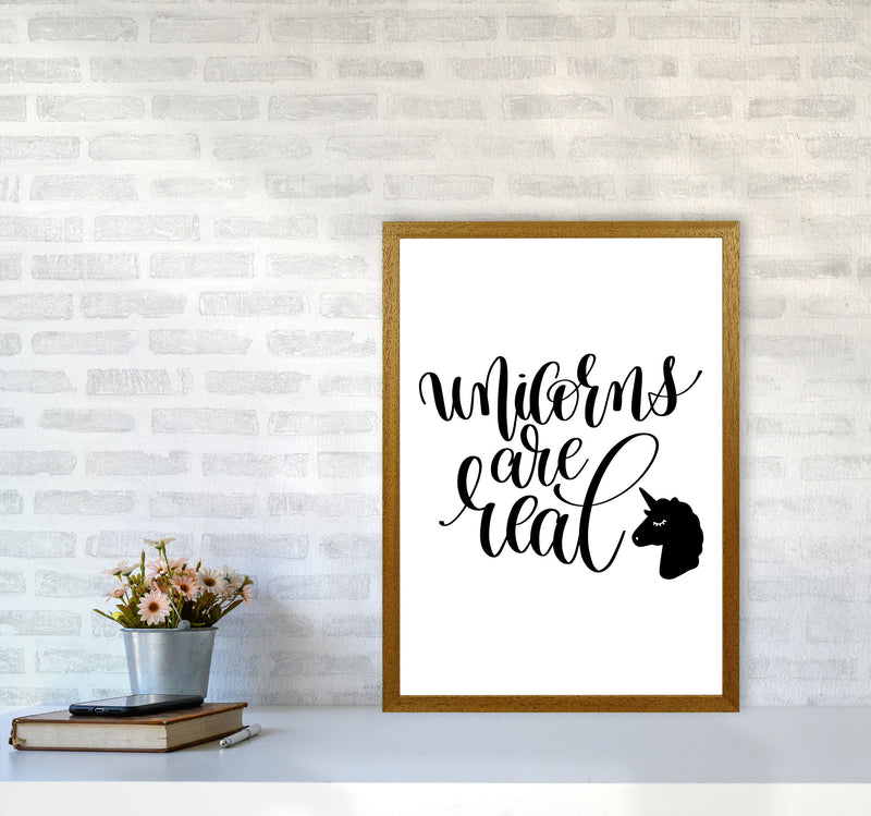 Unicorns Are Real Black Framed Nursey Wall Art Print A2 Print Only