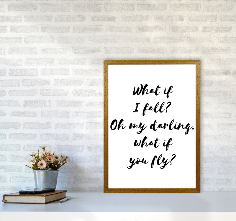 What If I Fall? Black Modern Print A2 Print Only