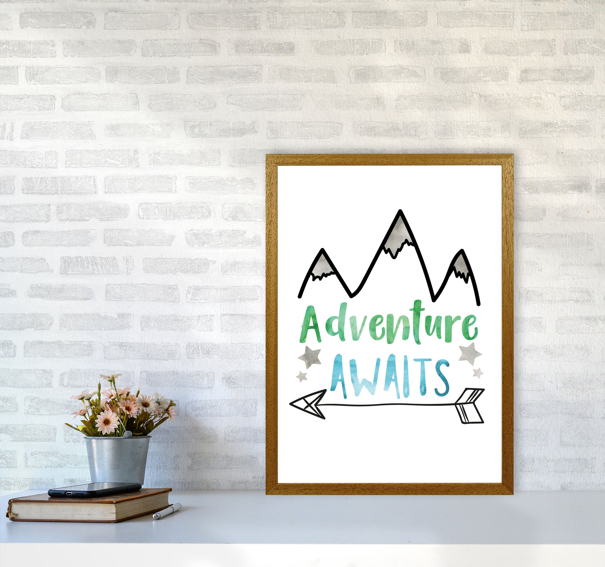 Adventure Awaits Watercolour Modern Print A2 Print Only