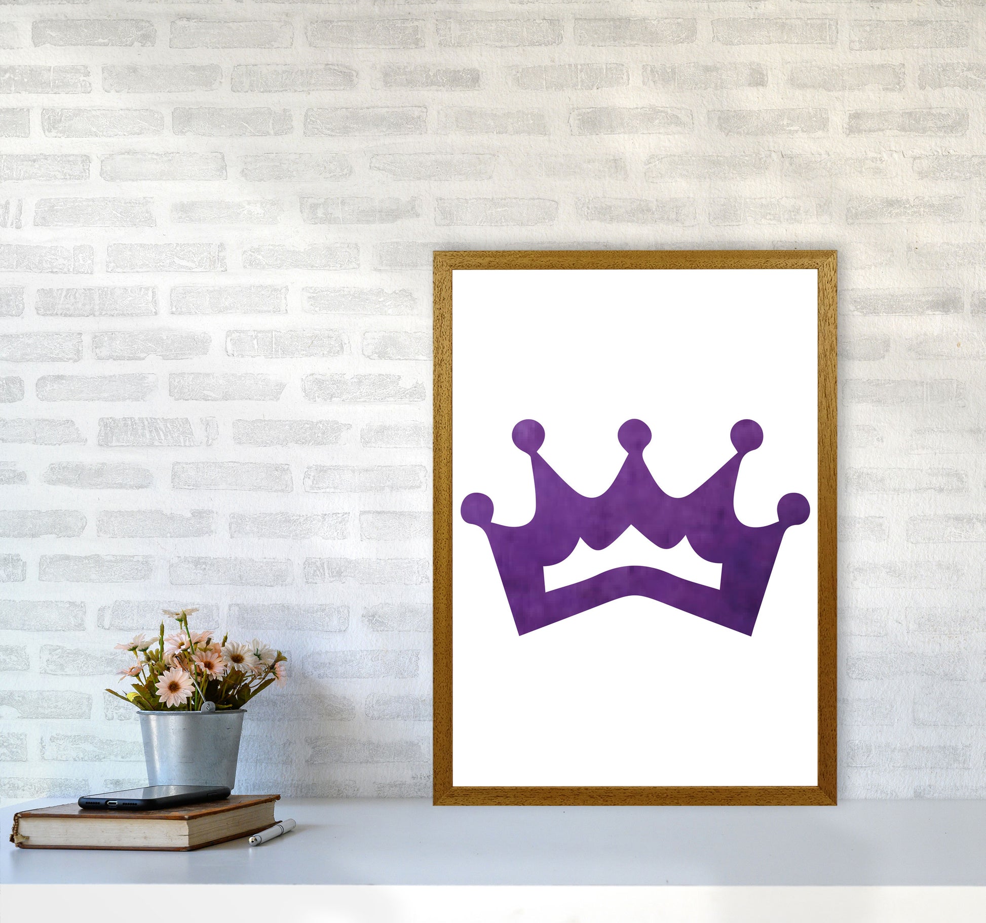Purple Crown Watercolour Modern Print A2 Print Only
