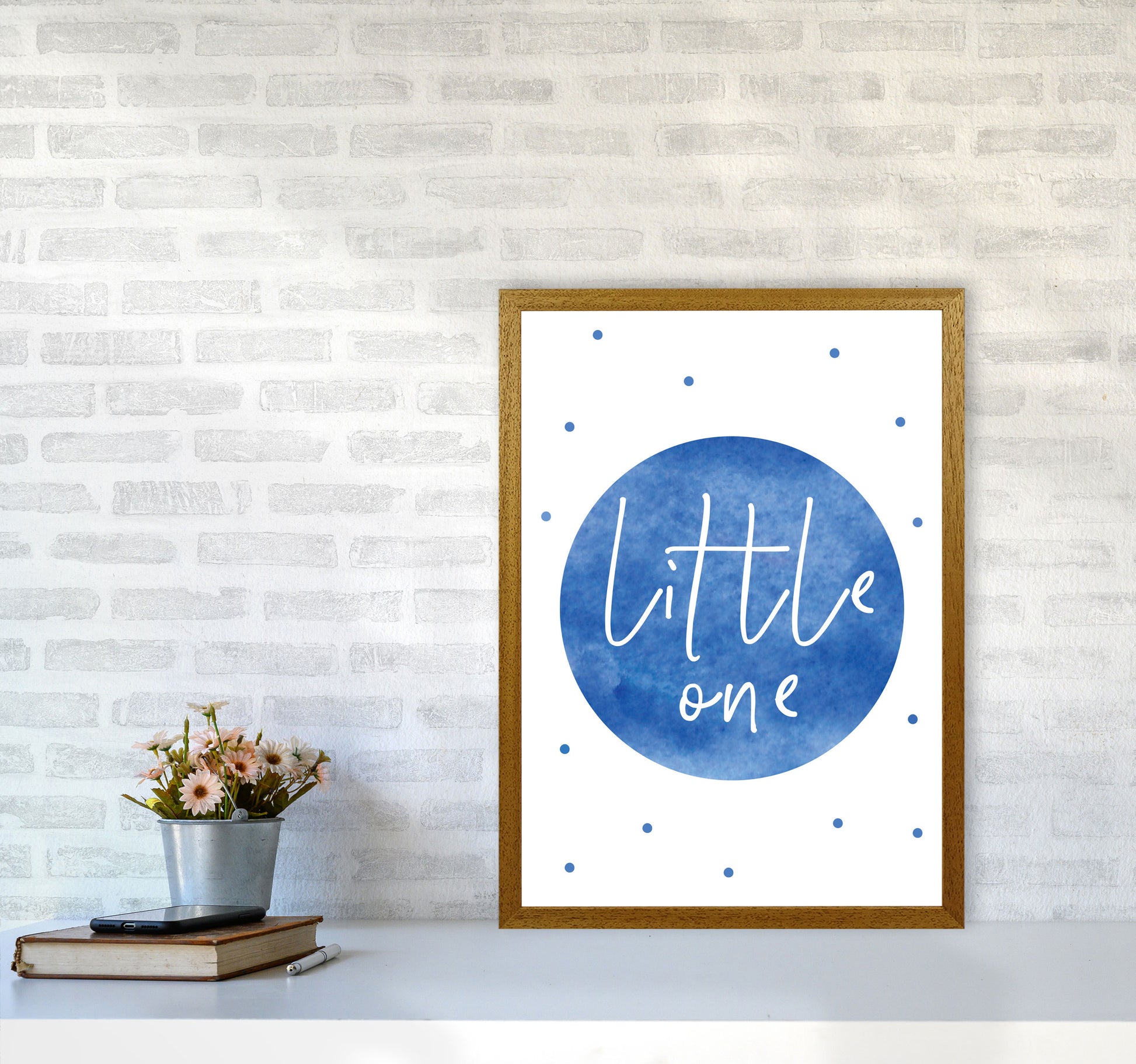 Little One Blue Watercolour Modern Print A2 Print Only