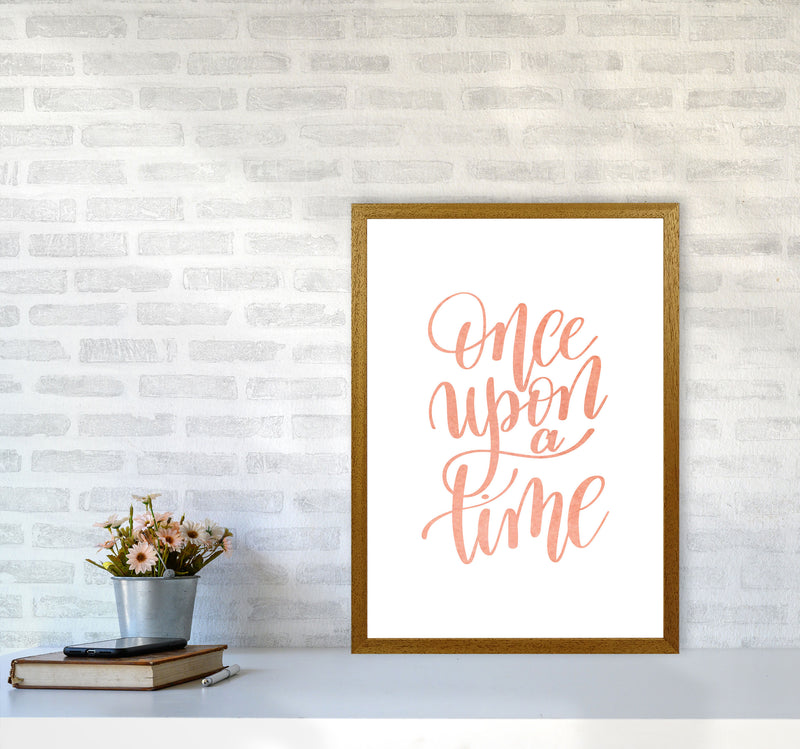 Once Upon A Time Peach Watercolour Framed Typography Wall Art Print A2 Print Only
