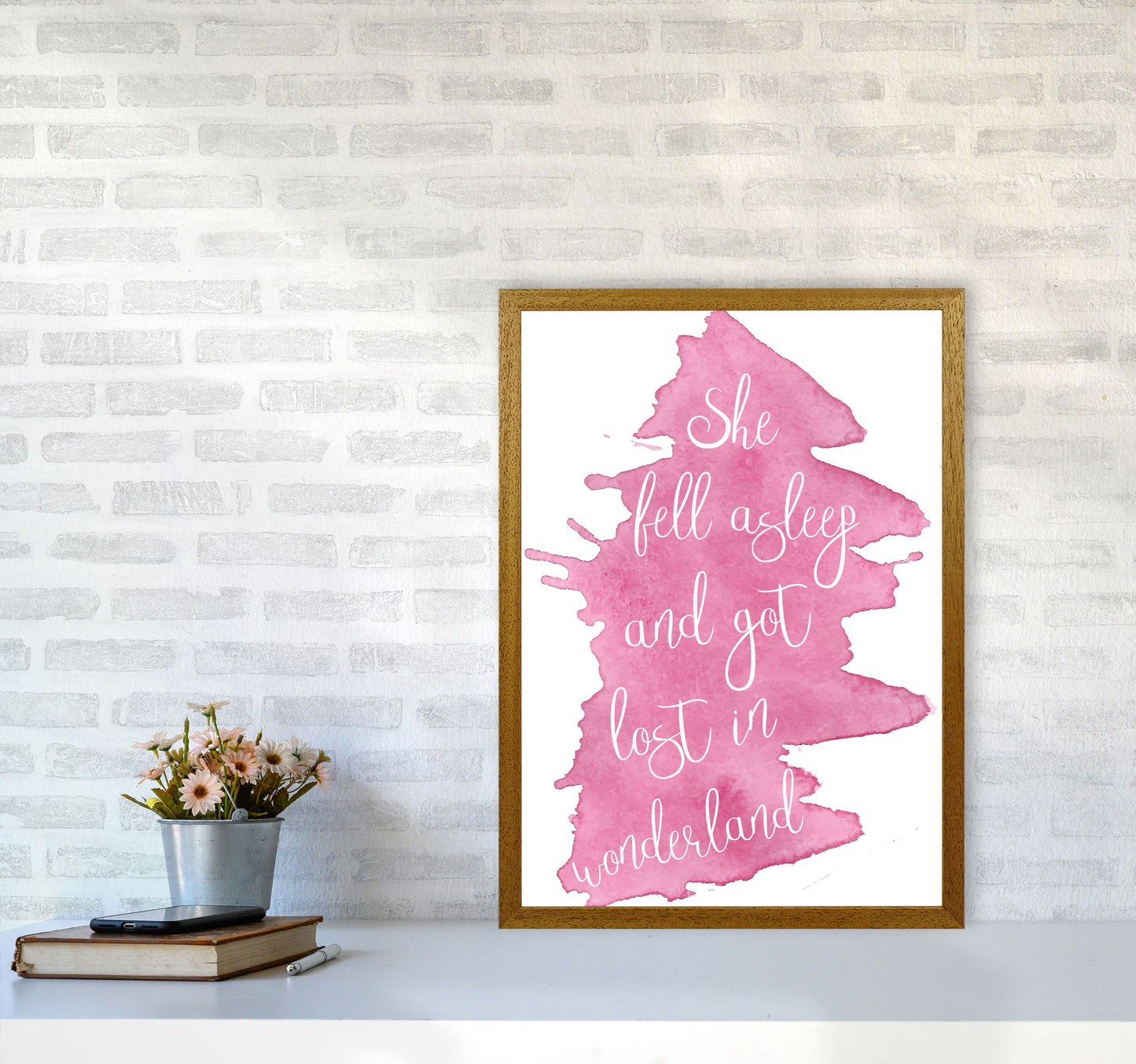 Wonderland Pink Watercolour Modern Print A2 Print Only