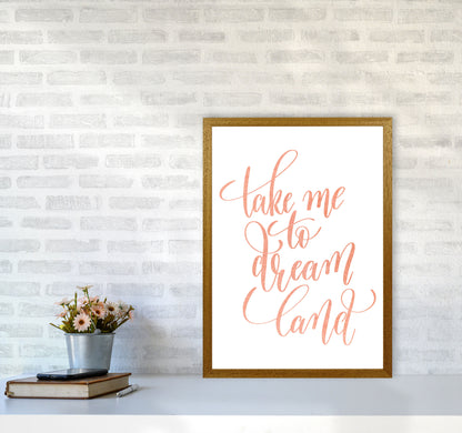 Take Me To Dreamland Peach Watercolour Modern Print A2 Print Only