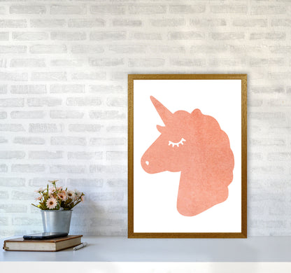 Unicorn Peach Silhouette Watercolour Modern Print A2 Print Only