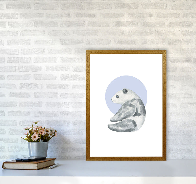 Watercolour Panda With Blue Circle Modern Print, Animal Art Print A2 Print Only