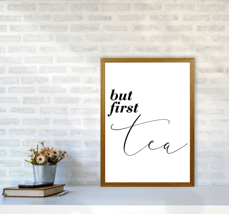 But First Tea Modern Print, Framed Kitchen Wall Art A2 Print Only