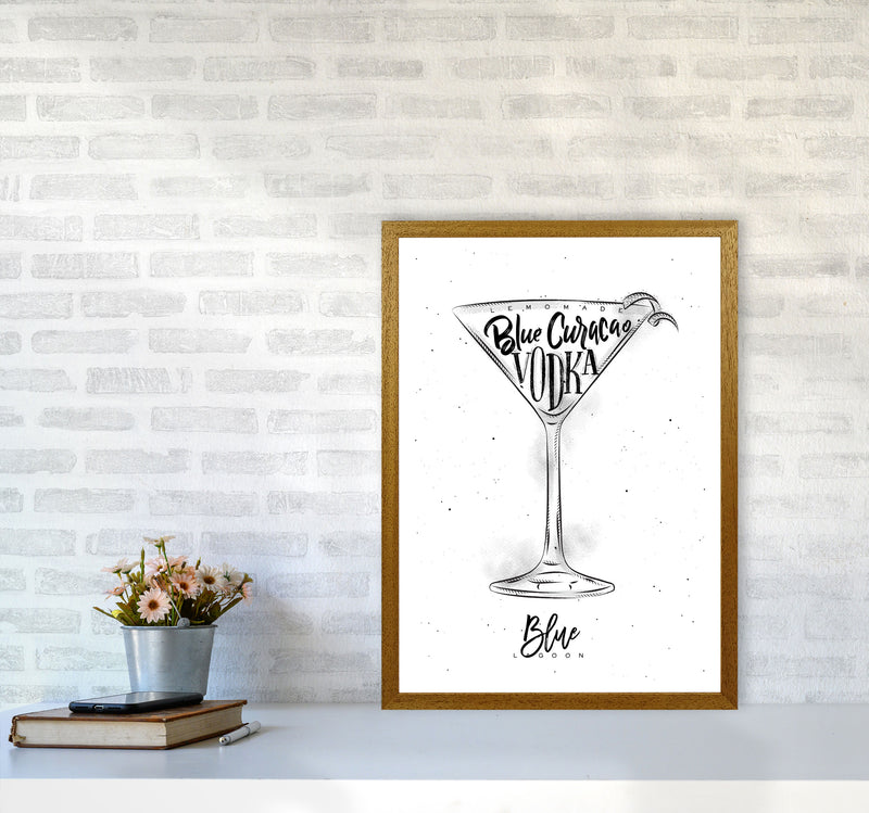Blue Lagoon Cocktail Modern Print, Framed Kitchen Wall Art A2 Print Only