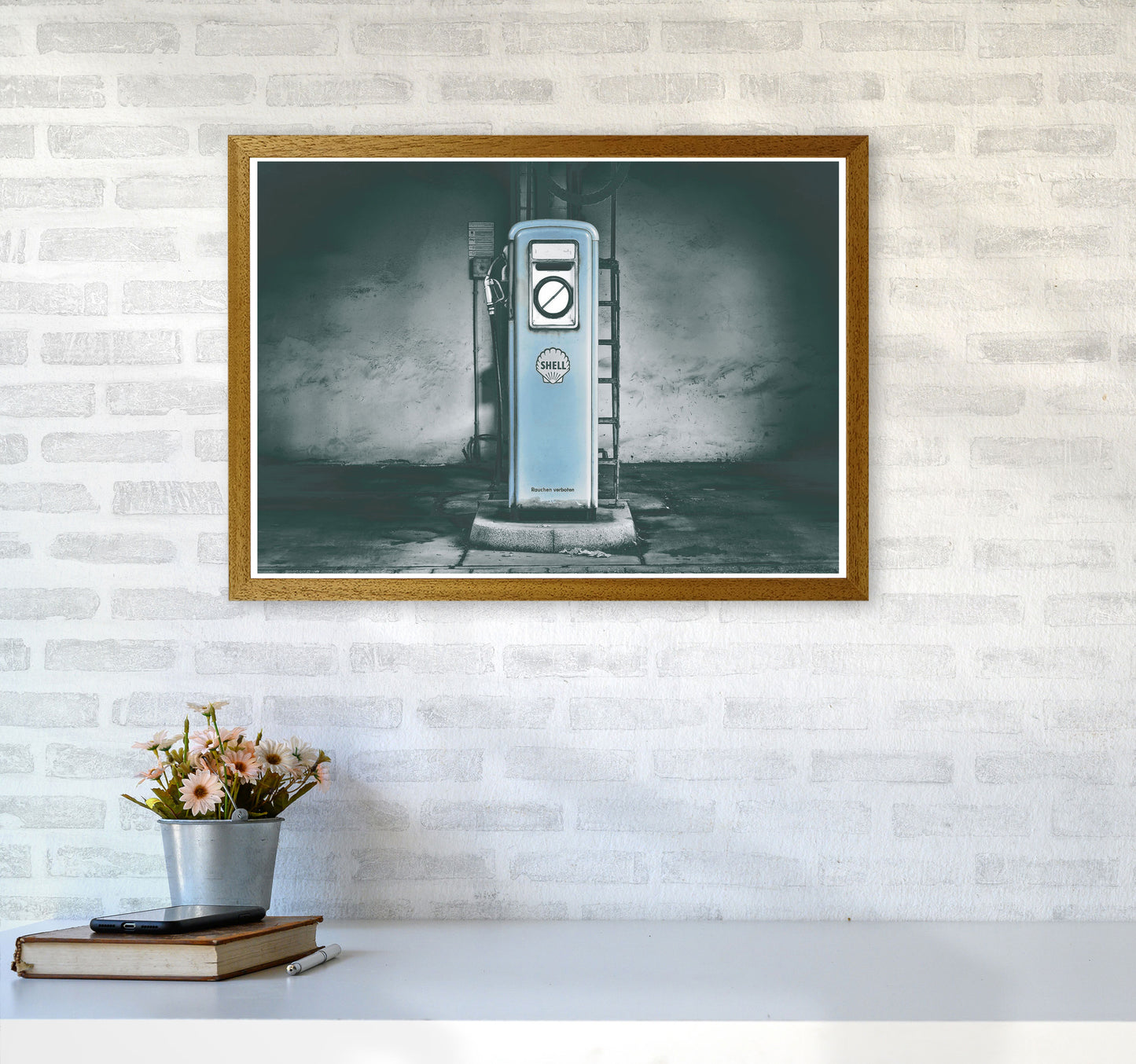 Little Blue Gas Pump Modern Print A2 Print Only