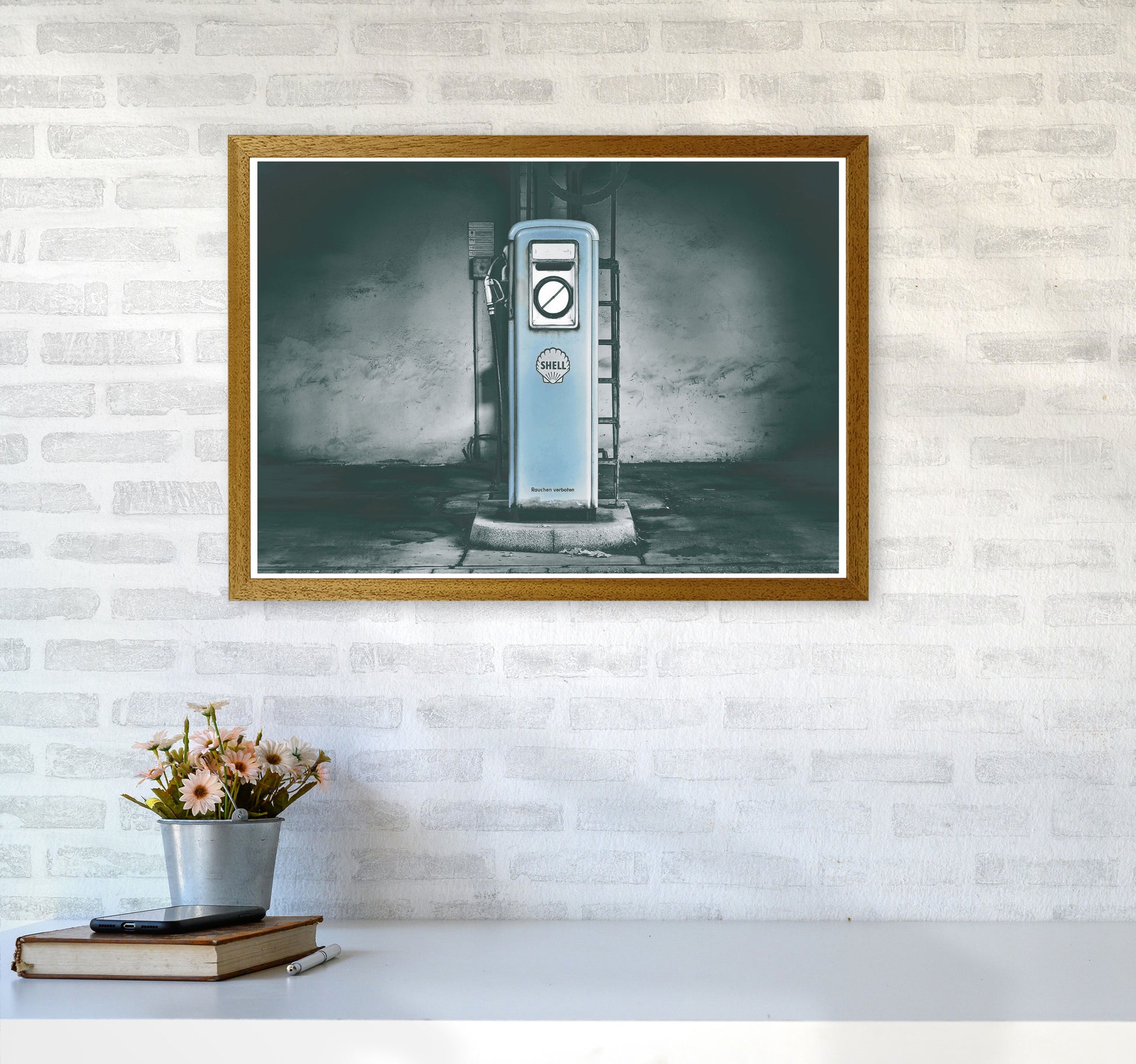Little Blue Gas Pump Modern Print A2 Print Only