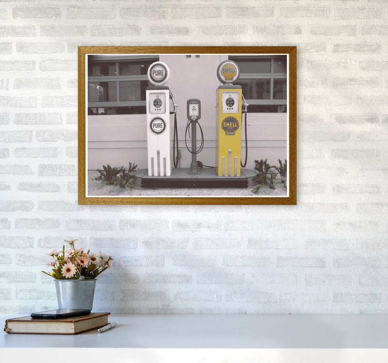 Vintage Shell Yellow Gas Pump Modern Print A2 Print Only