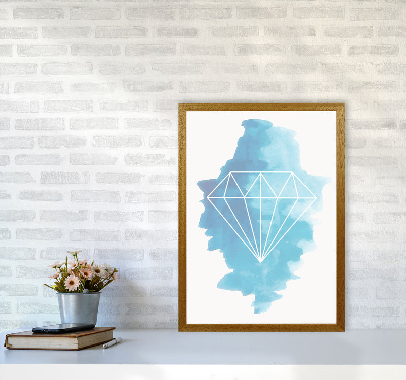 Geo Diamond Blue Watercolour Modern Print A2 Print Only
