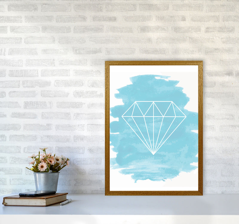 Geo Diamond Light Blue Watercolour Modern Print A2 Print Only