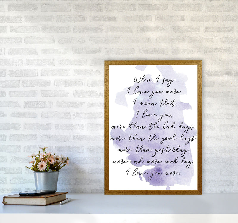 Love You More Purple Watercolour Modern Print A2 Print Only