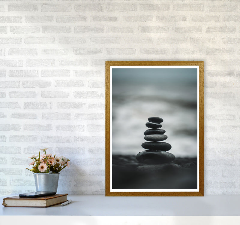 Black Pebble Stack Modern Print, Framed Botanical & Nature Art Print A2 Print Only