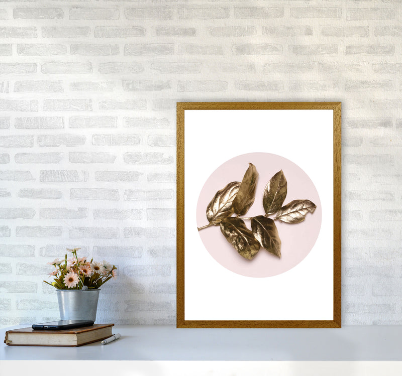 Pink And Gold Leaf Modern Print, Framed Botanical & Nature Art Print A2 Print Only
