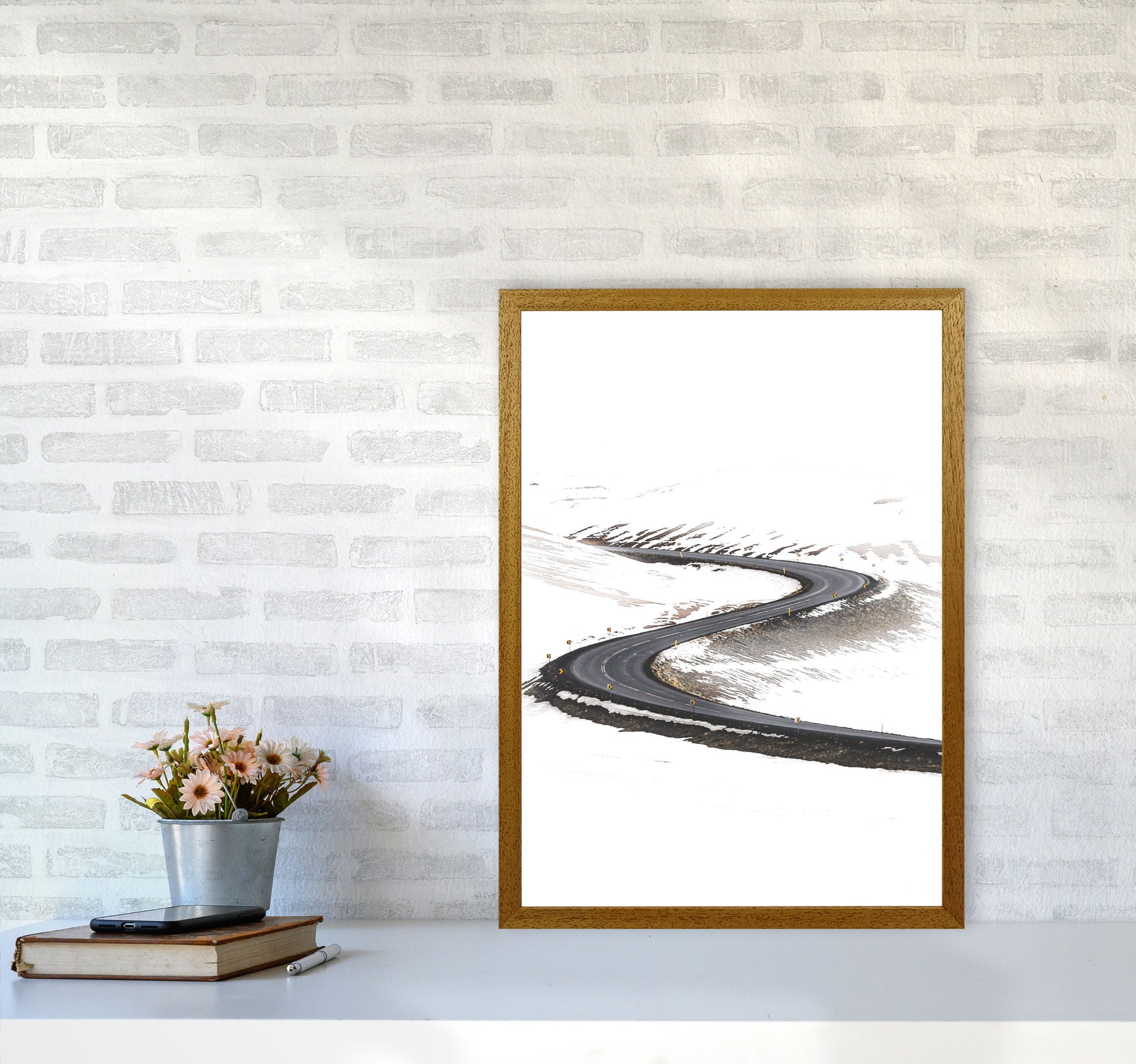Snowy Road Pass Modern Print A2 Print Only