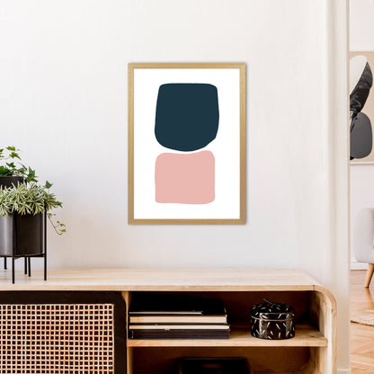 Pink And Navy Abstract Stones 2 Art Print by Pixy Paper A2 Print Only