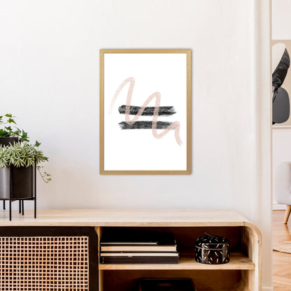 Dalia Chalk Pink And Black Line Contrast  Art Print by Pixy Paper A2 Print Only