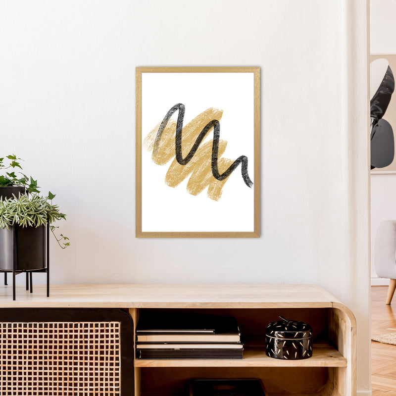 Dalia Chalk Gold And Black Scribbles  Art Print by Pixy Paper A2 Print Only
