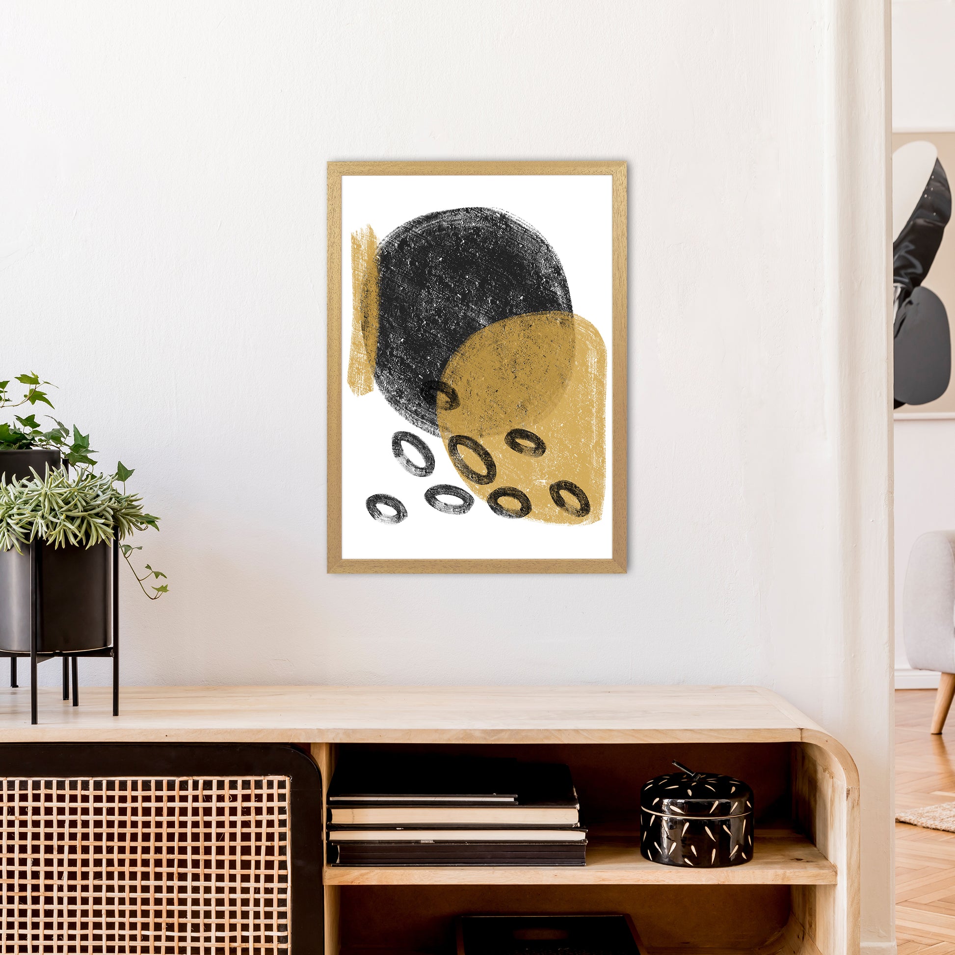 Dalia Chalk Black And Gold Bubbles  Art Print by Pixy Paper A2 Print Only