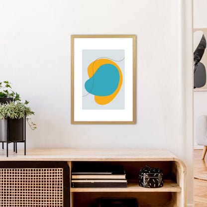 Mita Teal Bold Abstract N22  Art Print by Pixy Paper A2 Print Only