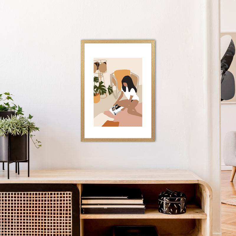 Mica Girl With Magazine N4  Art Print by Pixy Paper A2 Print Only