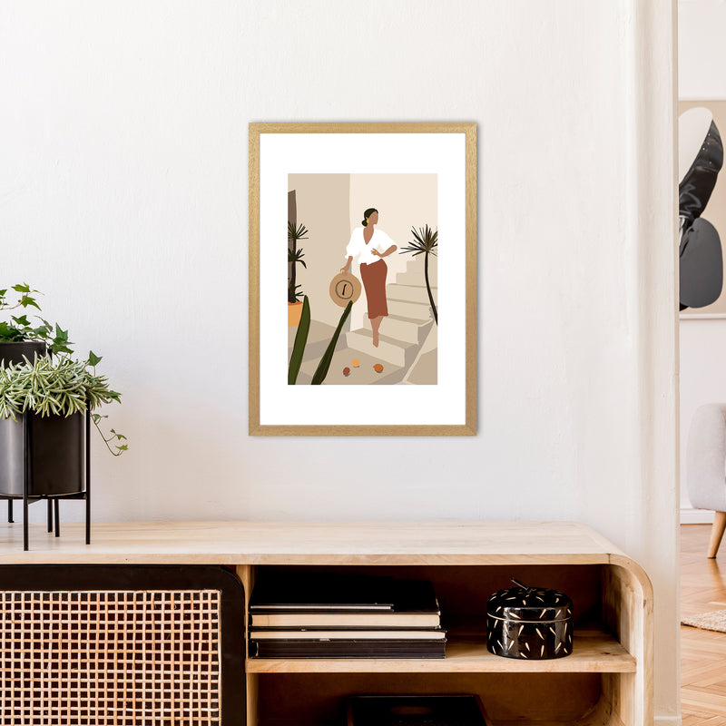 Mica Girl On Stairs N8  Art Print by Pixy Paper A2 Print Only