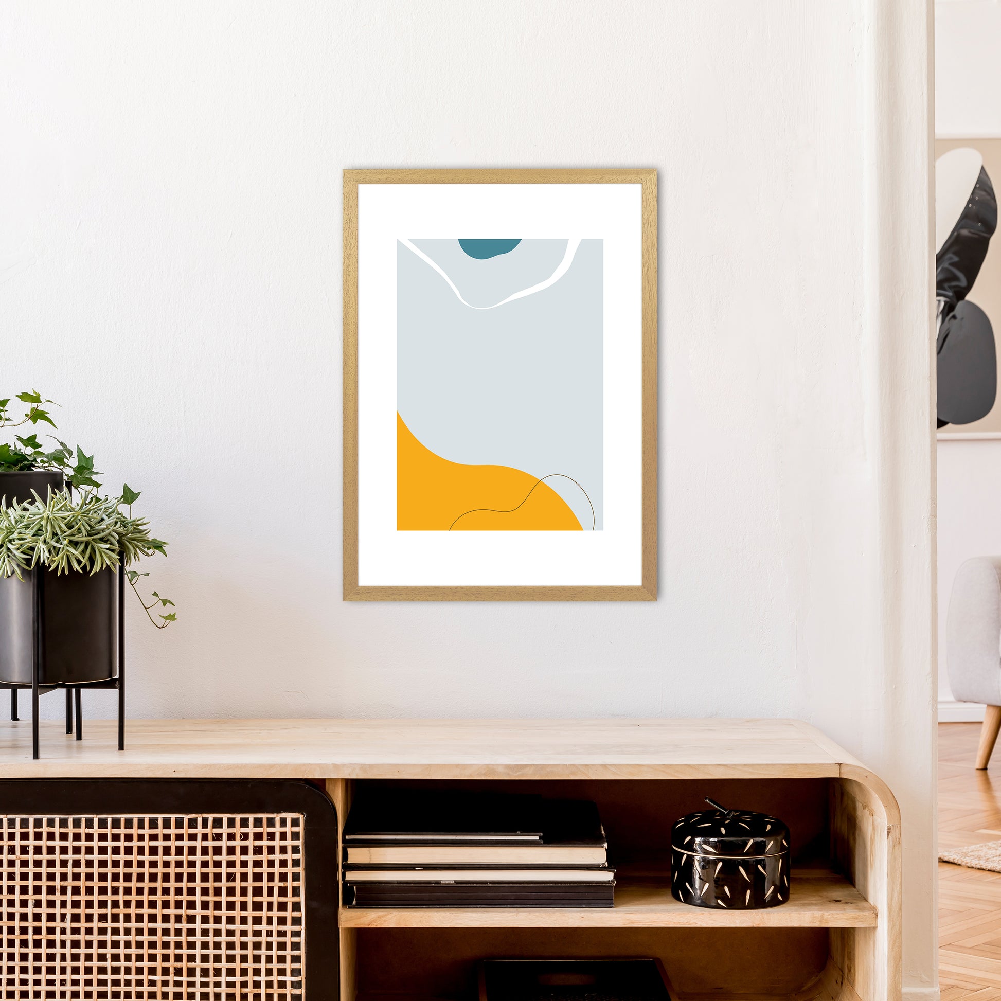 Mita Teal Abstract N21  Art Print by Pixy Paper A2 Print Only