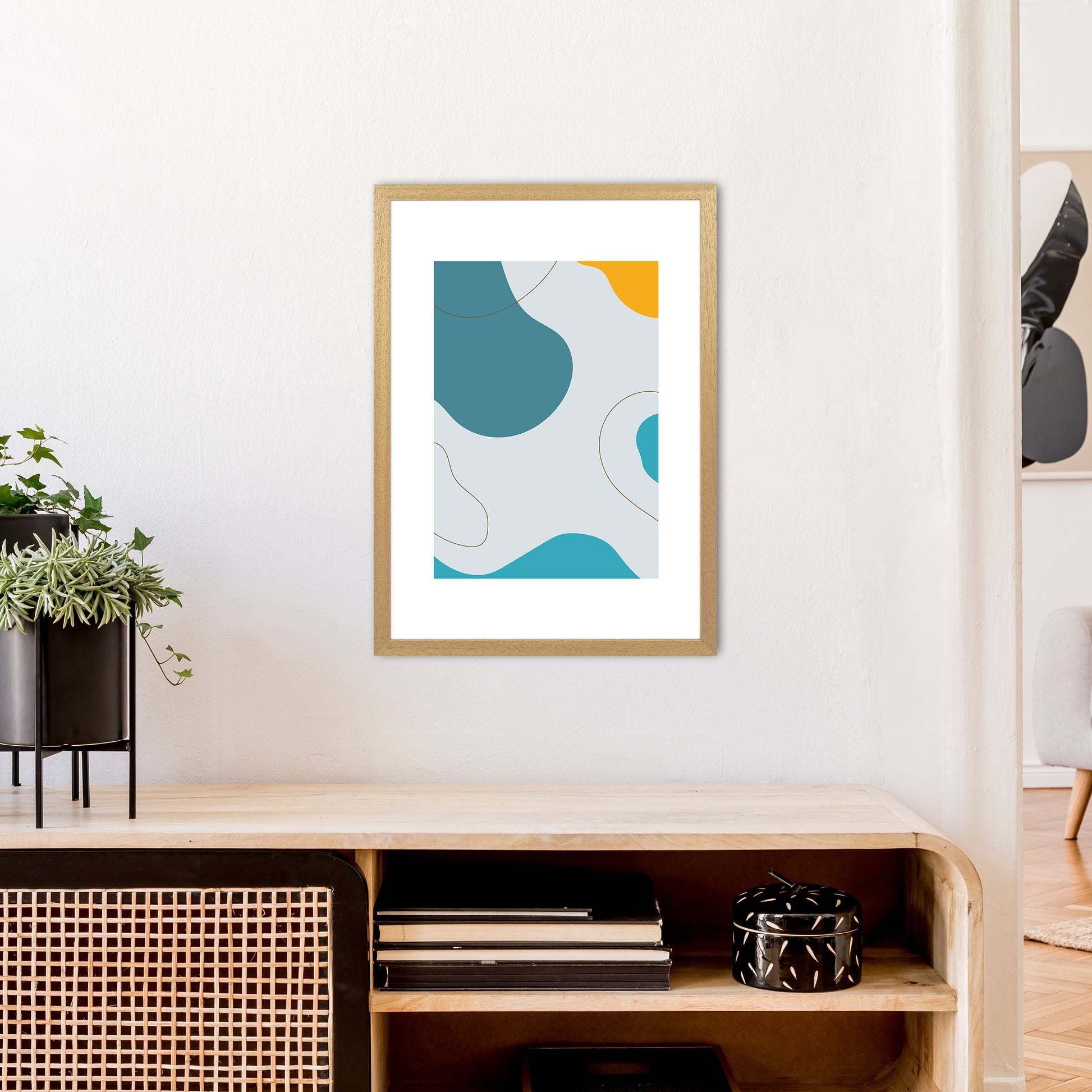 Mita Teal Abstract N16  Art Print by Pixy Paper A2 Print Only