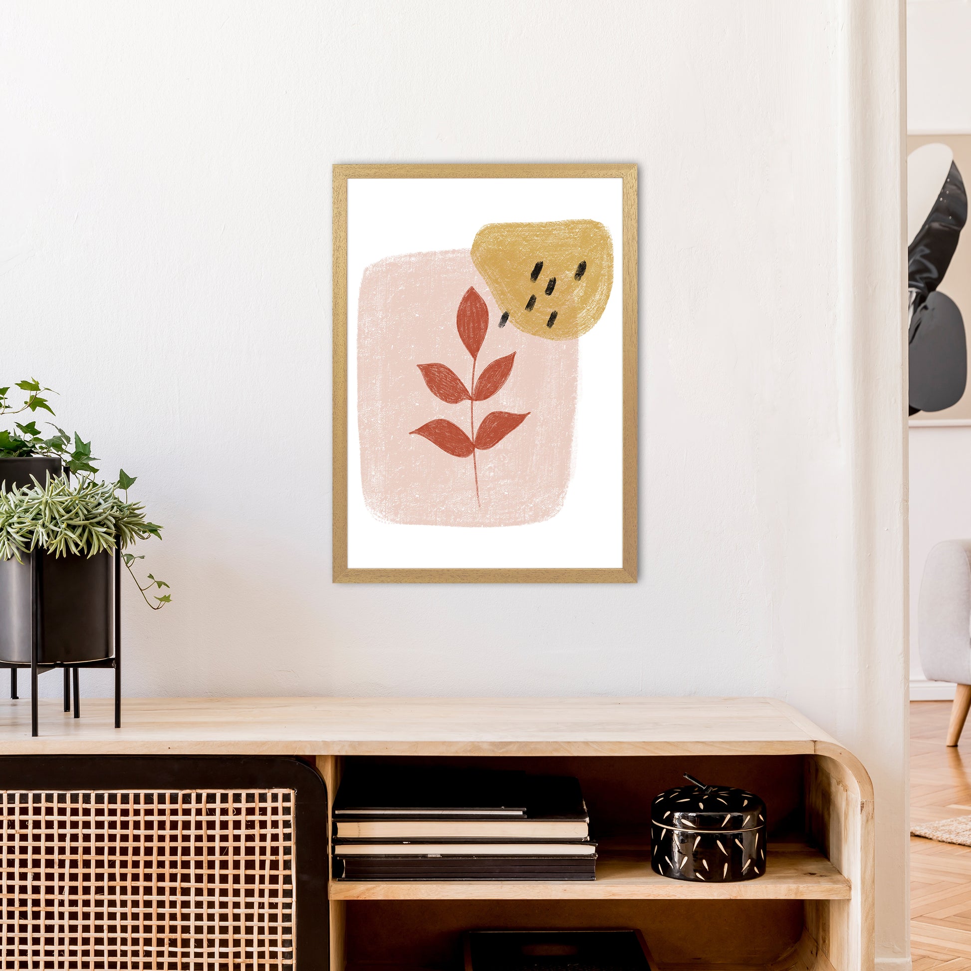Dalia Chalk Red Leaf  Art Print by Pixy Paper A2 Print Only