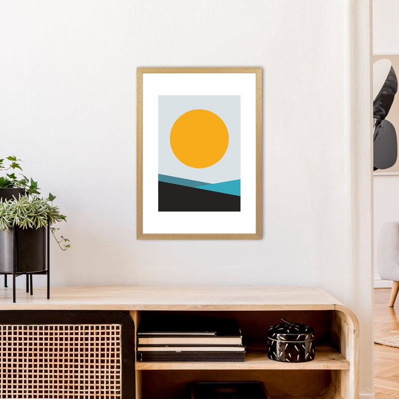 Mita Teal Big Sun N6  Art Print by Pixy Paper A2 Print Only