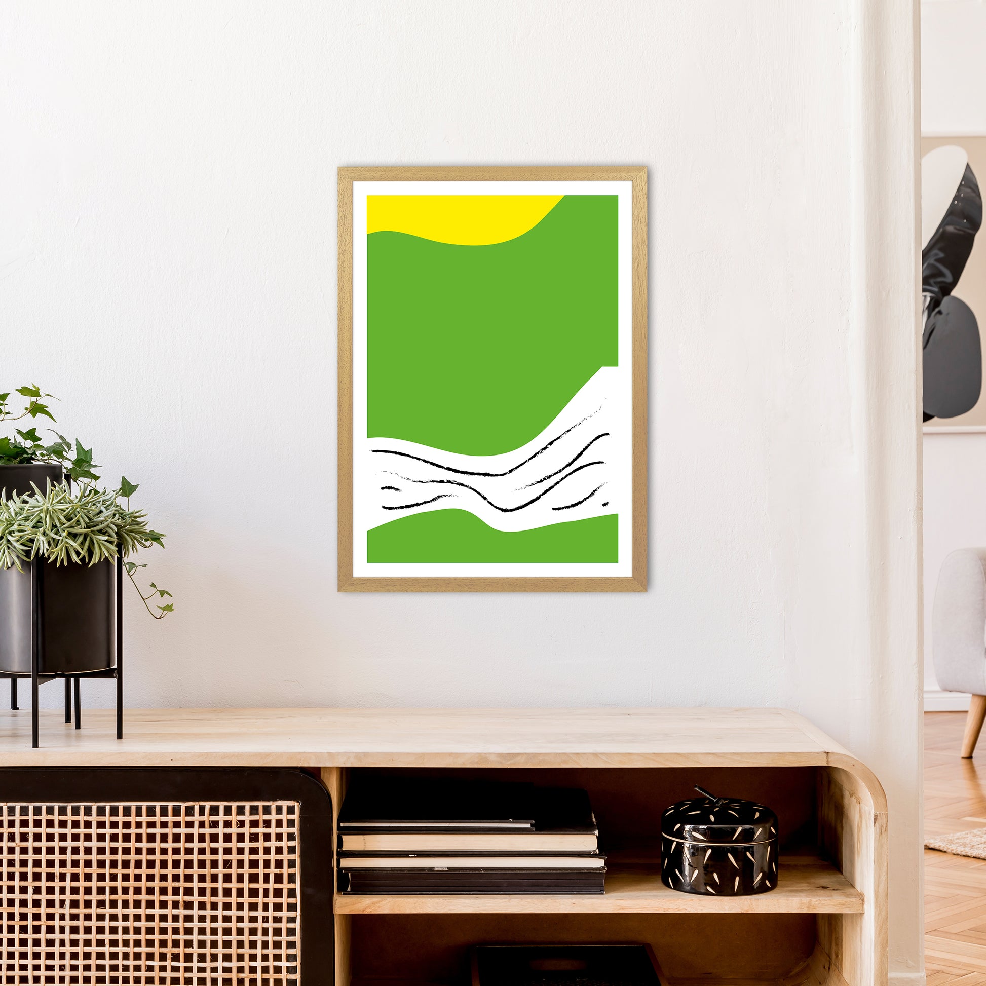 Green Lines Neon Funk  Art Print by Pixy Paper A2 Print Only