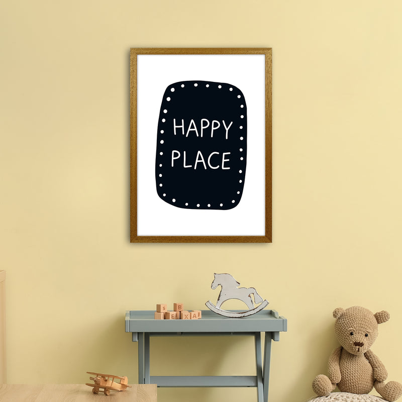 Happy Place Super Scandi Black  Art Print by Pixy Paper A2 Print Only