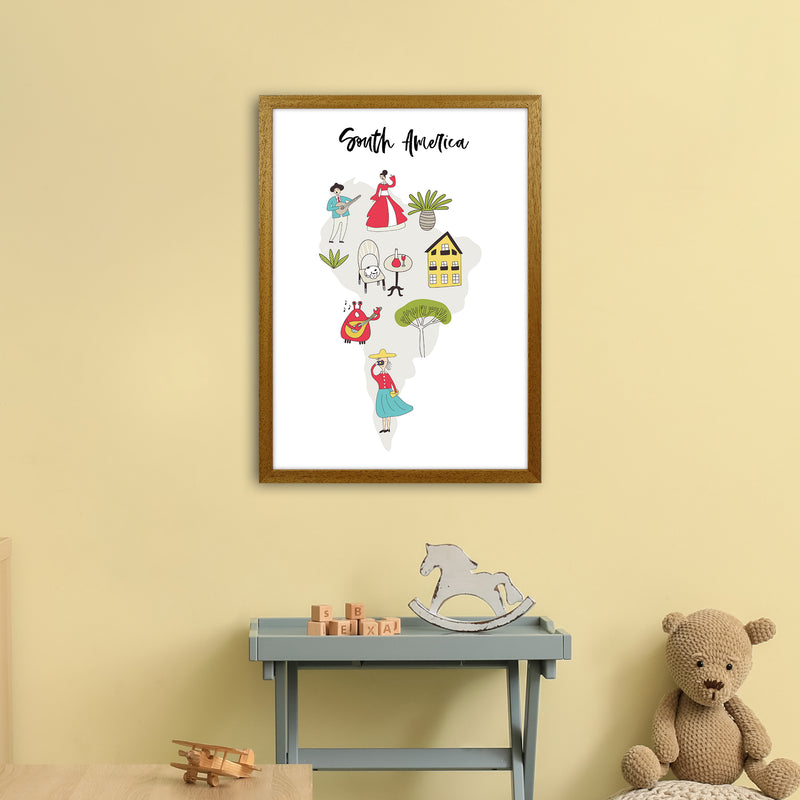 South America Map  Art Print by Pixy Paper A2 Print Only