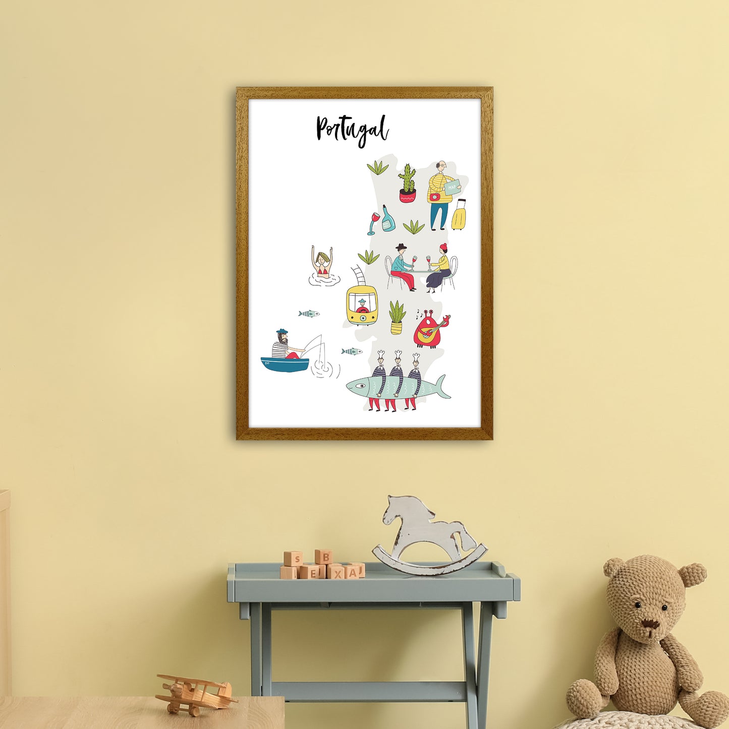 Portugal Map  Art Print by Pixy Paper A2 Print Only