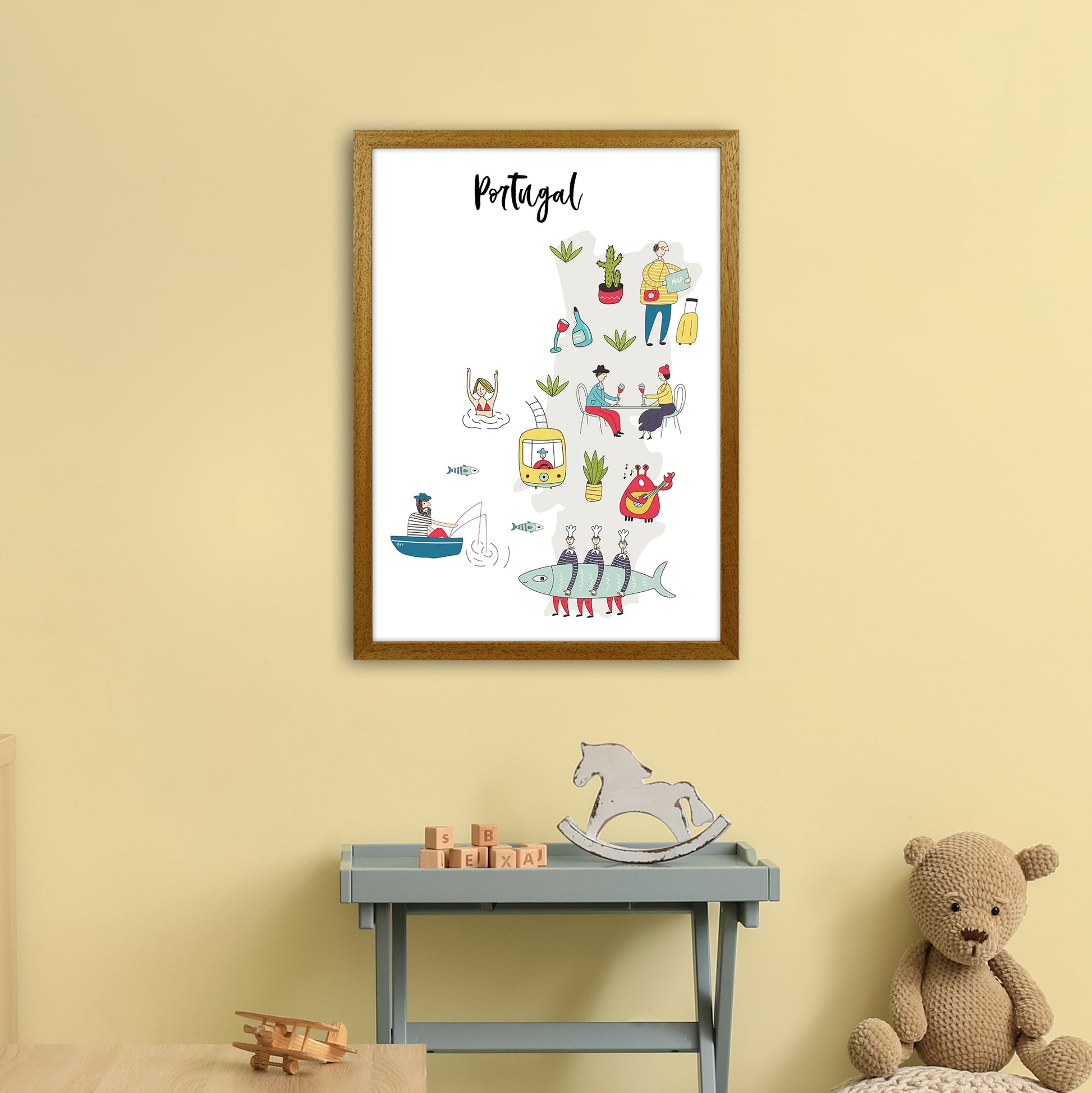 Portugal Map  Art Print by Pixy Paper A2 Print Only